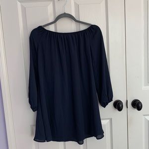 Urban Outfitters Navy Blue Off-the-Shoulder Dress